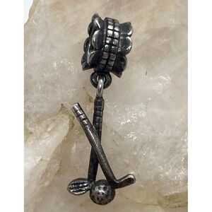Vintage Golf Clubs and‎ Ball Charm Style Sterling 925 Silver 1.9g Sports Golfing